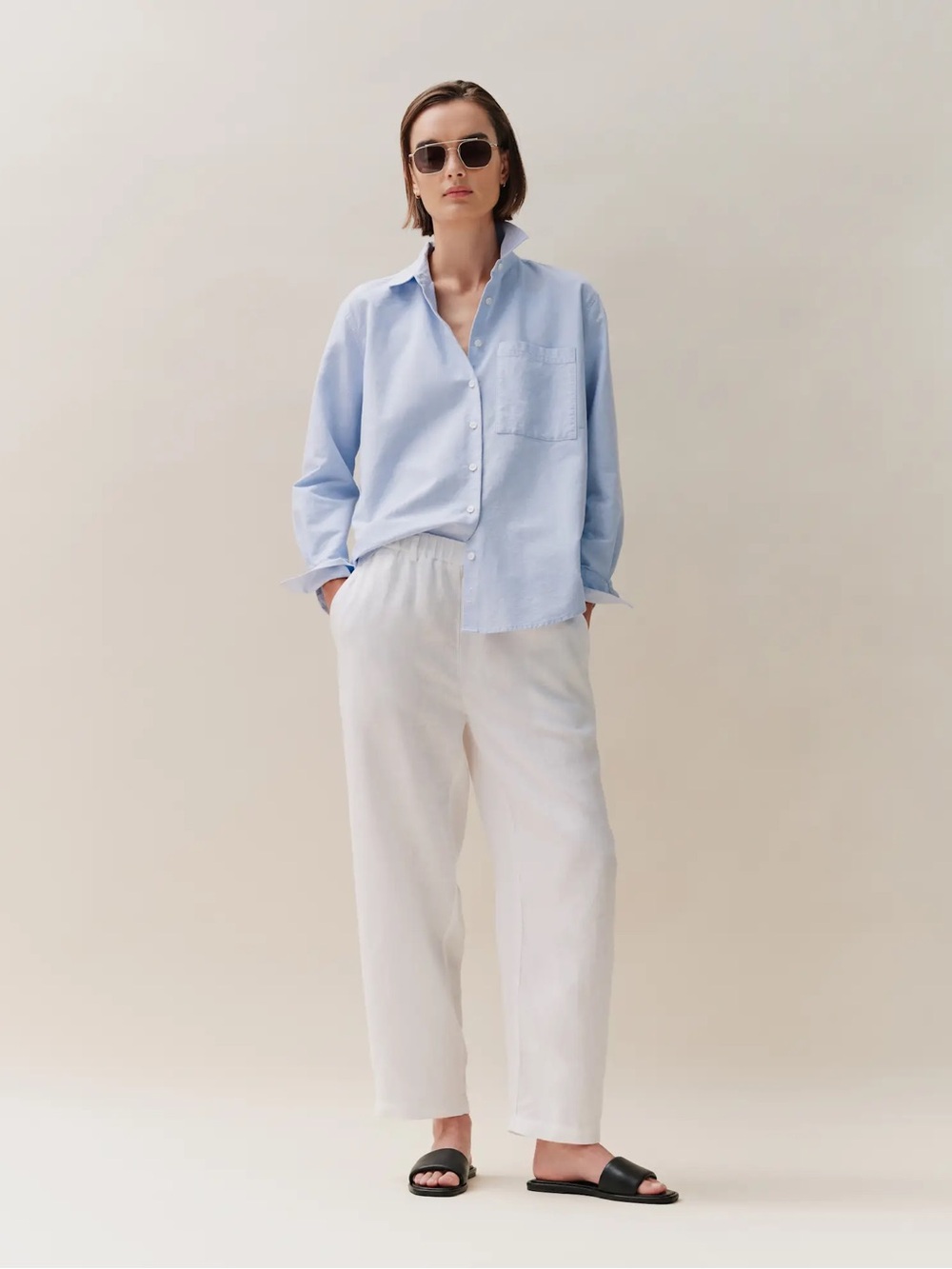 Quince M 100% European Linen Relaxed Straight Leg Pants Eco Neutral Minimalist